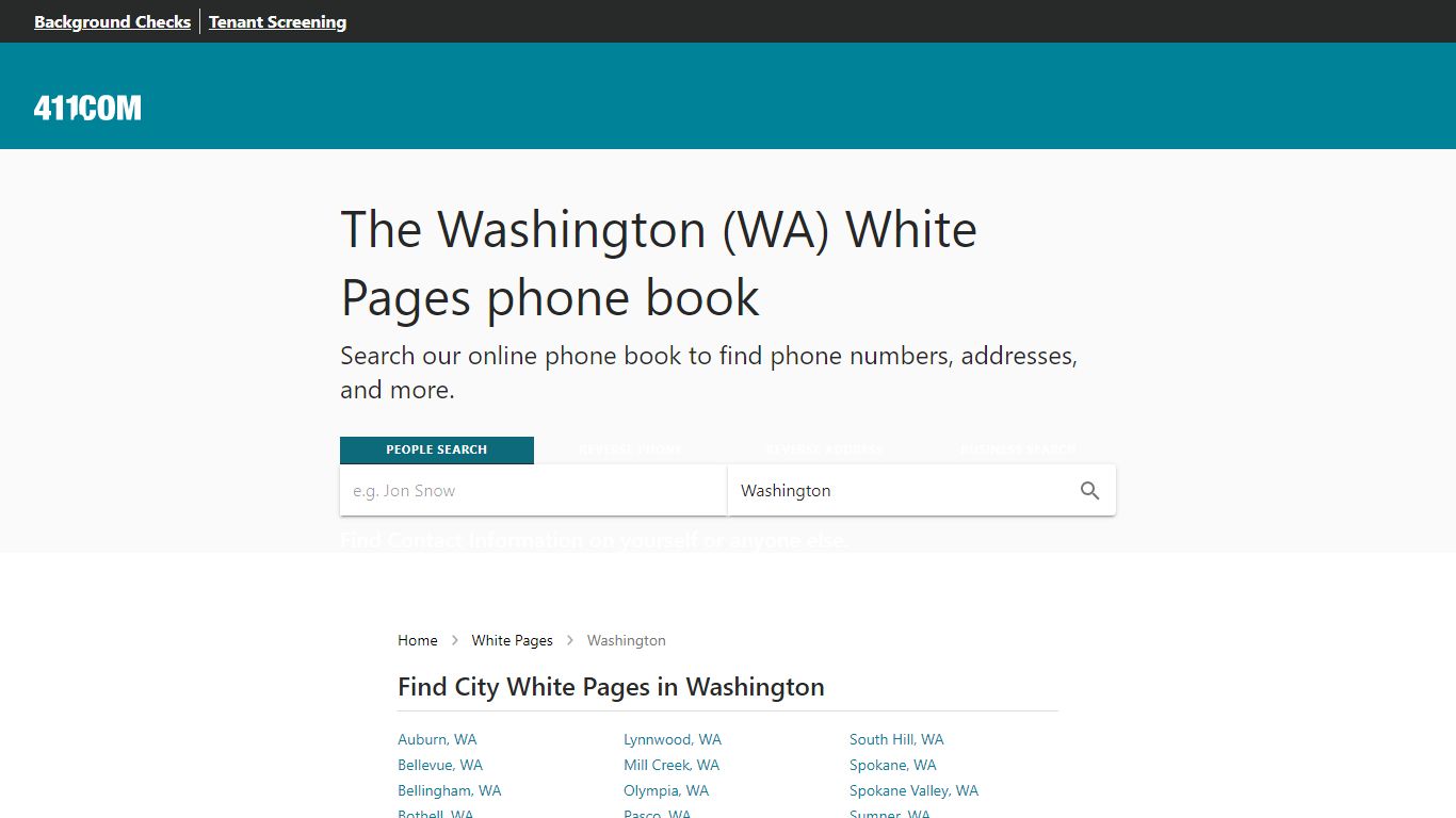 Washington White Pages - Phone Book & Directory | 411